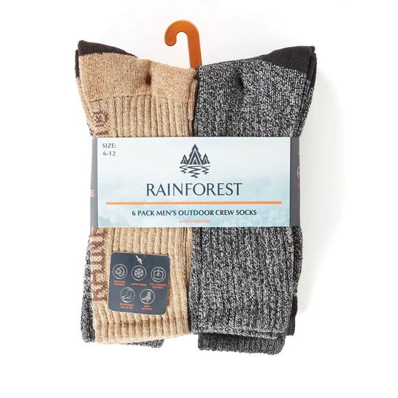 RAINFOREST Other - Rainforest 6 Pack Men’s Outdoor Crew Socks